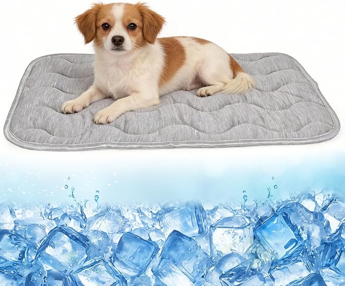 Dog Cooling Mat Q-Max>0.4 Self Cool Pad for Dogs and Cats, Washable Portable Pet Sleeping Pad for Summer Size 27.6" x 19.7"