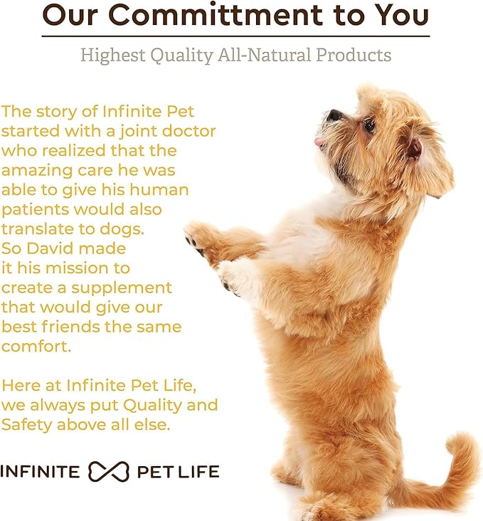 Infinite Pet Life Ultimate Hip & Joint Chews for Dogs – Peanut Butter Flavor – Glucosamine, Chondroitin, MSM & Turmeric – Advanced Joint Support for Dogs 90 Soft Chews