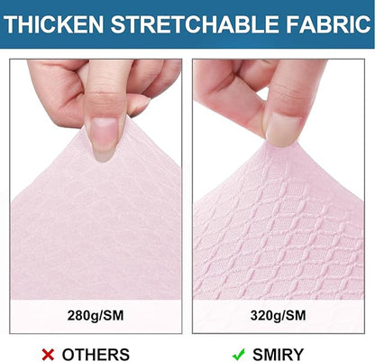 Smiry Waterproof Seat Covers for Dining Room Chairs Set of 4, Stretch Jacquard Removable Washable Chair Seat Slipcovers Protector, No Rear Covers, Pink