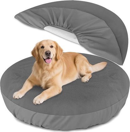 Dog Bed Covers Replacement Washable Waterproof Round Bed Protector for Donut Bed & Dog Couch, Gray 45 Inch