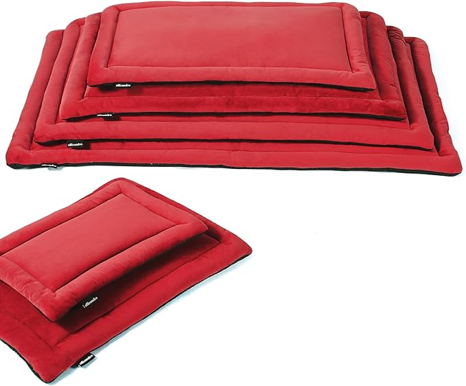 Allisandro Lightweight Waterproof Dog Bed Pad, 1.5" Thick Travel Mat for Crates, Kennels & Elevated Beds, Washable Non-Slip Sleeping Mat for Small to Large Dogs, 48 x 30 Inches, Dark Red