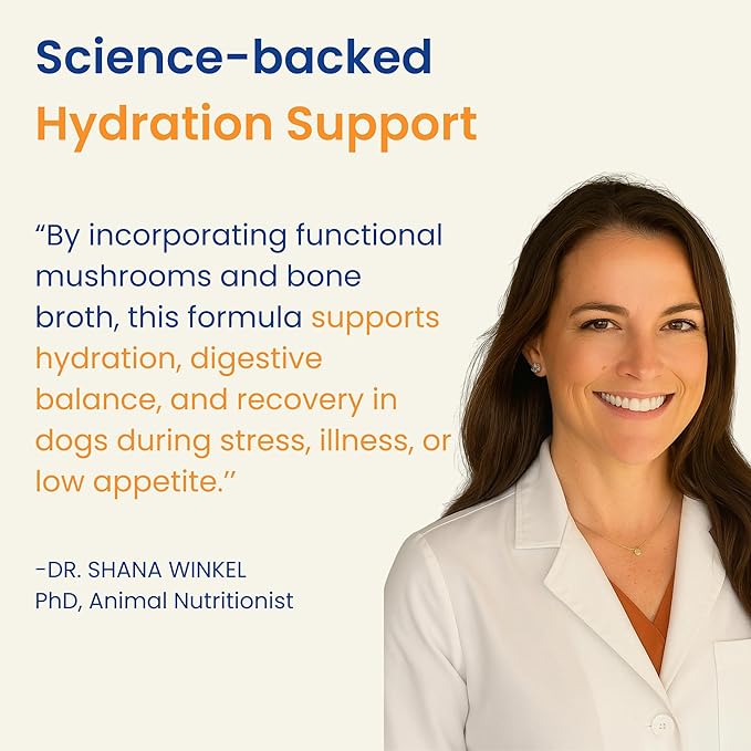 Dog Hydration & Recovery – Helps Dogs Drink More Water During Diarrhea, Vomiting, Low Appetite & Post-Surgery – Digestion Support with Turkey Tail Mushroom & Bone Broth, 12 Sticks