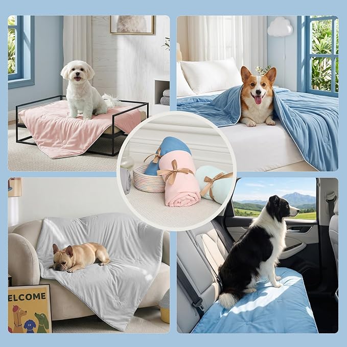Soulbond Cooling Blanket for Extra Large Dogs - Q-MAX>0.45, Washable Cool Pet Cats Throw Blanket for Hot Weather, Self-Cooling Soft Dog Mat for Bed Crates Couch Sofa Cars(50"x60", Mint Green)