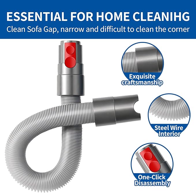 Mattress Tool Kit with Extension Hose and Quick Release Button Compatible with Dyson V7 V8 V10 V11 V15 Cordless Vacuums