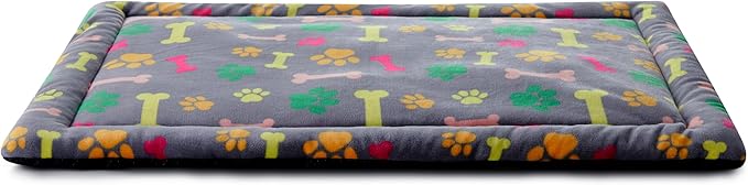 Allisandro Lightweight Waterproof Dog Bed Pad, 1.5" Thick Travel Mat for Crates, Kennels & Elevated Beds, Washable Non-Slip Sleeping Mat for Small to Large Dogs, 24 x 18 Inches, Vivid Bone