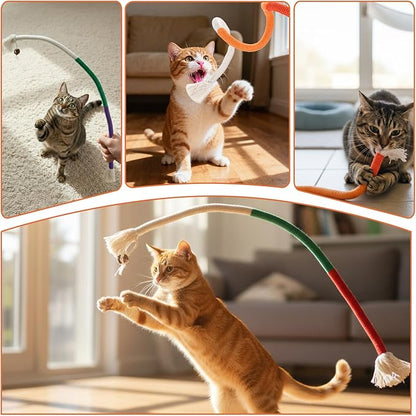 6 Pcs Cat Toys Chew Ropes, Cat Chew Toy for Teeth Cleaning, Safe Teeth Cleaning Toy for Indoor Kittens, Interactive Kitten Teething Toys to Transfer Chewing from Wires for All Breeds