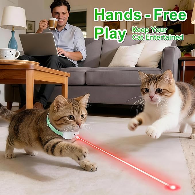 Walfront Automatic Interactive Cat Toy for Indoor Cats, USB Rechargeable Adjustable Height 9.1–13.4in with 2 Modes & 41° Angle, Hands-Free Chase Play for Kittens & Adult Cats, Fun Exercise