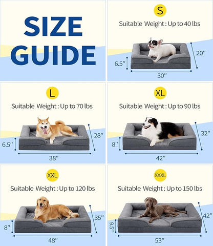 Made4pet Dog Bed Orthopedic, Dog Sofa for Small Dogs Supportive Foam Pet Cushions Bed with Washable Removable Cover, Egg-Crate Foam, Waterproof Lining Bottom, Grey, 30 * 20 * 6.5 Inch