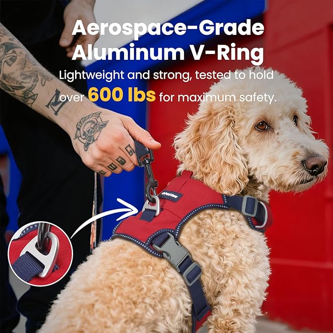 No Pull Dog Harness for Small Dogs & Puppies, Lightweight Escape Proof Adjustable Dog Harness with Pocket, Front & Back Clip, Reflective Soft Vest with ID Tag, for Running Walking, Red