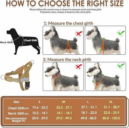 Lukovee No Pull Dog Harness & Leash Set - Heavy Duty Dog Vest Harness with Soft Padded for Medium Large Dogs, Adjustable Reflective Tactical Pet Harness for Easy Walk and Training (XL, Yellow)