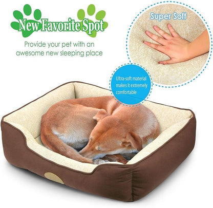 – Premium Dog or Cat Bed | Large Dog Bed Measures 30 x 23 x 7, Perfect for Pets up to 55 lbs. | 100% Polyester Pet Bed with Skid-Free Bottom | Brown