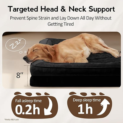 MEKIY Large Orthopedic Dog Bed with Sides XXXL Dog Beds with Removable Washable Cover Non-Slip Waterproof Pet Bed for Extra Large Dogs - Black XXXL