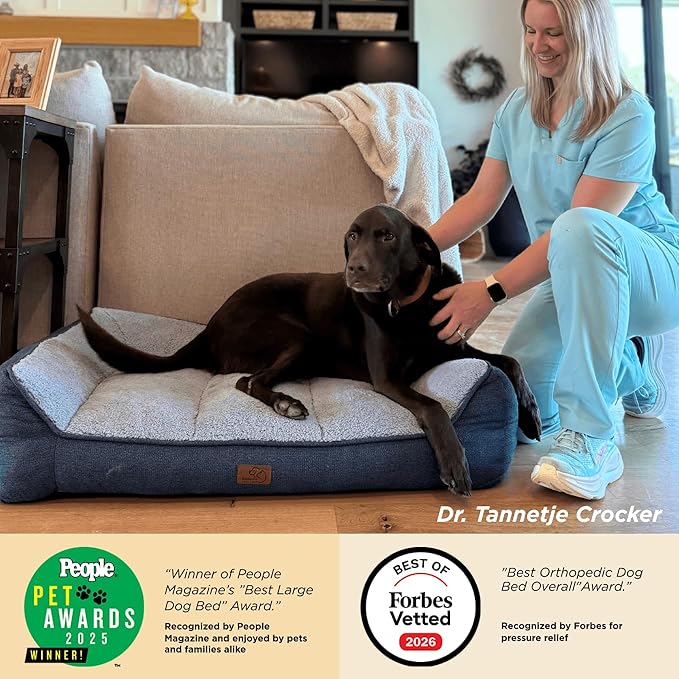 Bedsure SupportMax™ XL Orthopedic Dog Beds Large Sized Dog - As Seen on TV Extra Thick Supportive Dogs Couch with Waterproof Washable Cover, Extra Large Pet Bed Sofa with Soft Sherpa, Blue