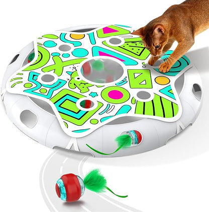 Oxawo Cat Toys Interactive Maze Game Mouse Catching for Indoor Cats (White, Large)