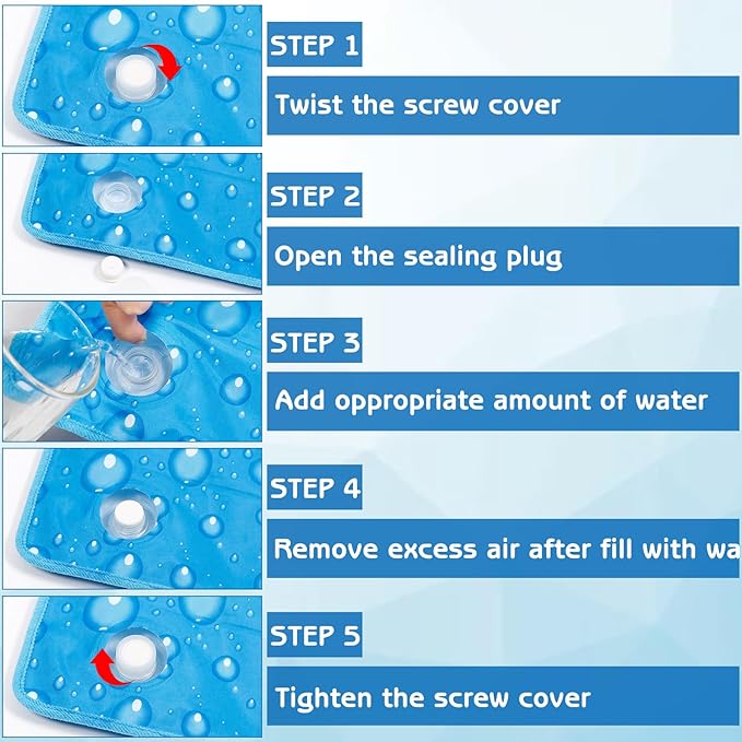 Dog Cooling Mat Water Injection Pet Cool Pads Dogs & Cats Pet Cooling Blanket for Outdoor Car Seats Beds