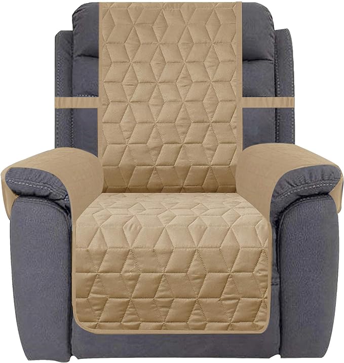 Ameritex Waterproof Nonslip Recliner Cover Christmas Decor Stay in Place, Dog Couch Recliner Cover Furniture Protector for Pets and Kids (Sand, 23'')