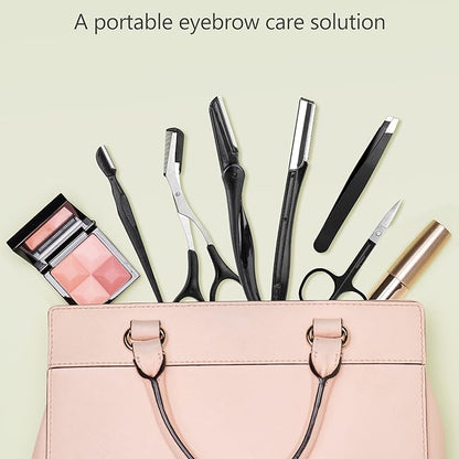 NAZQAT Eyebrow Grooming Kit for Women & Men for Eyebrow Trimming, Shaping, and Exfoliating - Includes Eyebrow Tweezers, Eyebrow Razor Tools, Eyebrow Scissors (Pack of 6)