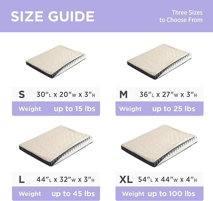 LE SURE XL Washable Dog Bed Cover Replacement Plush Fleece Cover for Orthopedic Egg Crate Foam Pet Mat 44x32x3 Inches, Grey