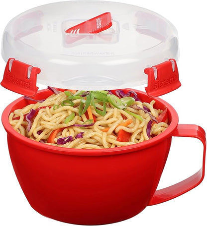 Sistema 1109ZS Microwave Collection Noodle Bowl Red,(Pack of 4)