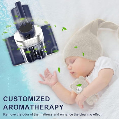 Teant Mattress Vacuum Bed Vacuum Cleaner with 253.7nm UV-C Light, Hyper Helix Motor with 16kPa Strong Suction & 33000 RPM/Min Tapping, HEPA Filter, 149℉ Heat & Ultrasonic & Anion for Bed and Pet.