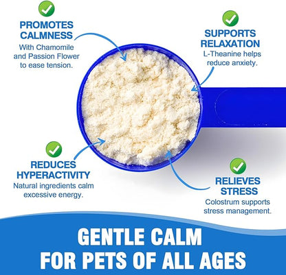 Goat Milk Powder Cat & Dog Calming Pet Goats Milk Calm Treats Anxiety Relief Contains GABA Designed for Pets with Anxiety Stress and Hyperactivity Supports Immune Skin and Bone Health