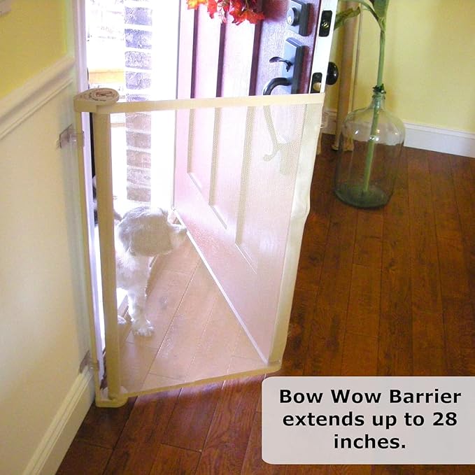 Bow Wow Barrier 28” White by Smart Retract: Retractable Door Barrier for Dogs and Cats