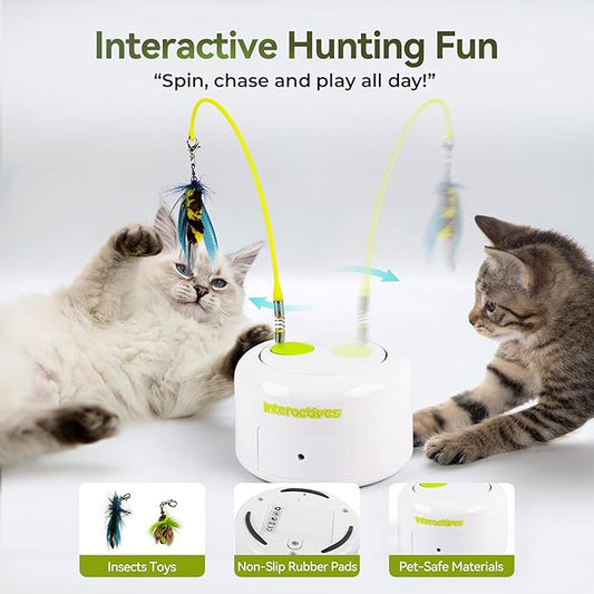 ALL FOR PAWS Interactive Cat Toy, Automatic Fluttering Bug Enrichment Toy for Indoor Kittens, Flying Cat Toy with Motion Sensor, 1 Replacements