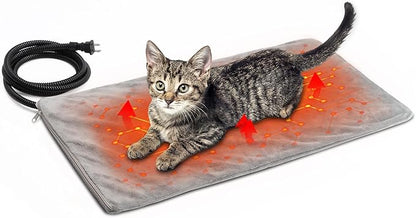 Texsens Cat Heating Pad - Heated Pet Bed Dog Mat with Chew Resistant Cord & Removable Soft Cover - Fits Outdoor Cat House (23.6" x 11.8")