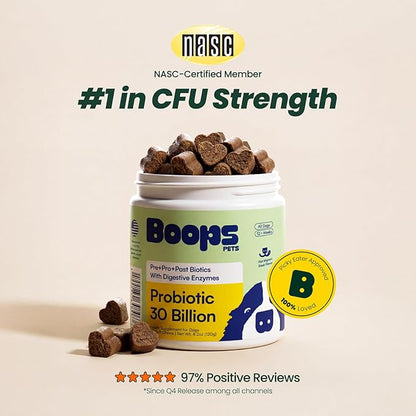 Probiotics for Dogs – 30 Billion CFU with Pre, Postbiotics & Digestive Enzymes – Supports Gut Health, Immunity, Loose Stools & Allergies – Filet Mignon Flavor – Vet Formulated – 60 Chews