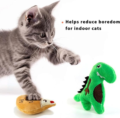 Cat Toys, Interactive Cats Toy for Indoor Cats, Soft and Durable Crinkle Sound Catnip Toys, Catnip Filled Mouse Cat Teething Chew Toy (Pack of 6)