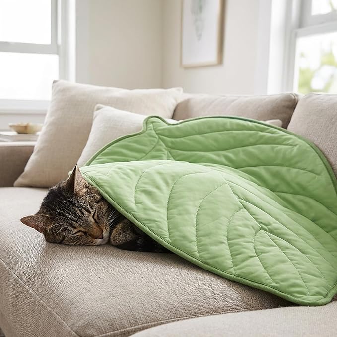 PetAmi Dog Cooling Mat, Leaf Shape, Reversible Cooling Nylon Blanket Soft Fleece Pet Pad for Dogs Cats, Summer All Season Use Q-Max>0.3, Large 52x60 in, Sage Green
