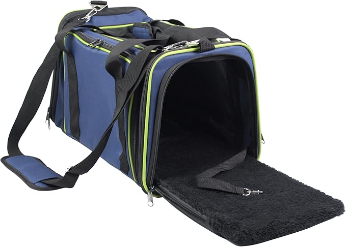 EliteField Expandable Soft Pet Carrier (3 Year Warranty, Airline Approved), Multiple Sizes and Colors Available (17" L x 11" W x 11" H, Navy Blue)