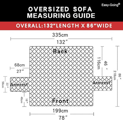 Easy-Going Reversible Oversized Couch Cover for 3 Cushion Couch Sofa Cover for Dogs Water Resistant Furniture Protector Cover with Foam Sticks for Pet (Oversized Sofa, Black/Beige)