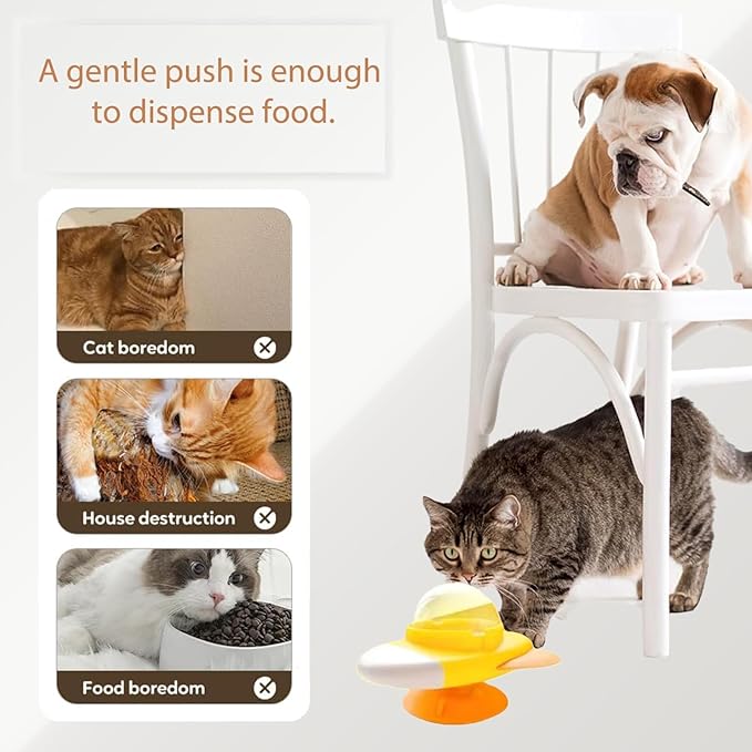2026 new Rocket Shape 360° Rotating Puzzle Feeder for Cats - Interactive Treat Dispenser Toy for Indoor Play, Slow Eating & Mental Stimulation.