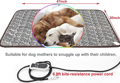 Pet Heating Pad Keep Dogs Cats Warming Extra Large Smart Timer Precise Temperature Control Waterproof Durable Material Easy Cleaning