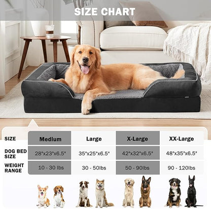 INVENHO Orthopedic Dog Beds Large Sized, XL Egg-Crate Foam Dog Couch with Washable Removable Cover, Waterproof Lining and Nonskid Bottom