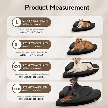 MEKIY Large Dog Bed - XL Orthopedic Egg-Crate Memory Foam Dog Beds with Removable Washable Cover, Waterproof Pet Beds with Non-Slip Bottom, Black
