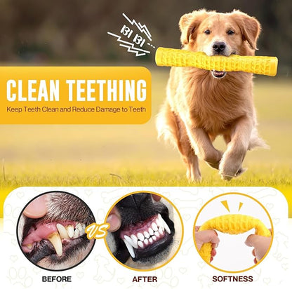 LOYEE Dog Squeaky Toys Interactive Dog Toys for Aggressive Chewers Tough Rubber Chew Toys for Medium/Large Breed, Indestructible Puppy Chew Toys for Teething (Yellow)