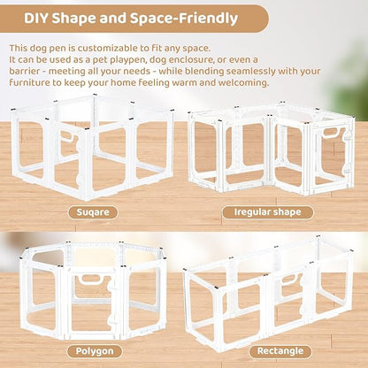 Acrylic Portable Dog Playpen Indoor, Clear Dog Play Pen Indoors Puppy Playpen Indoor Easy Assemble 24” Octagon Guinea Pig Rabbit Bunny Small Animal Pet Playpen, Puppy Play Pen for Indoors
