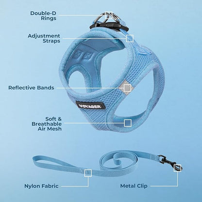 Voyager Step-in Pet Harness - All Weather Mesh, Adjustable Step in Harness for Cats and Dogs by Best Pet Supplies - 307S Baby Blue, M