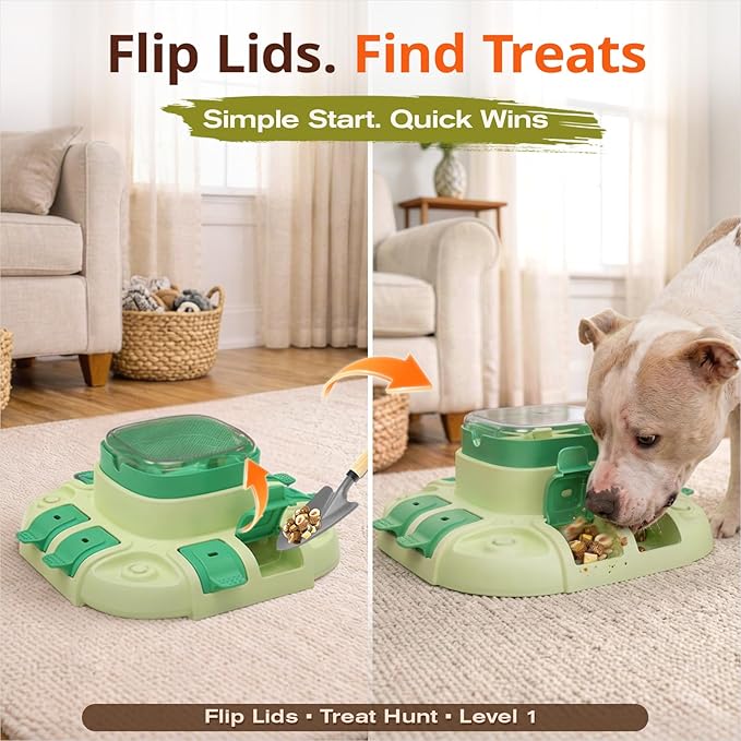 KADTC Dog Puzzle Toy, 2 Levels of Challenge, Push-to-Release Treat Dispenser, Slow Feeder & Mental Stimulation Enrichment Toy for Small Medium Large Dogs