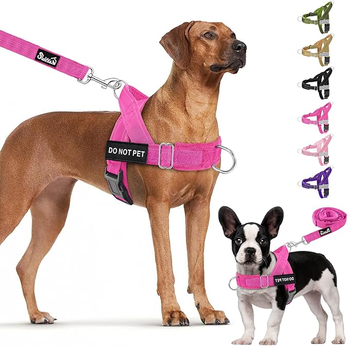 Lukovee No Pull Dog Harness & Leash Set - Heavy Duty Dog Vest Harness with Soft Padded for Medium Large Dogs, Adjustable Reflective Tactical Pet Harness for Easy Walk and Training (L, FU)