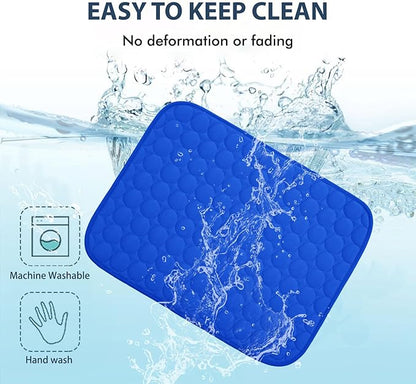 MICROCOSMOS Summer Cooling Mat & Sleeping Pad- Water Absorption Top, Materials Safe, Easy Carry, EZ Clean. Keep Cooling for Pets, Kids and Adults.(Dark Blue, 48" x48")