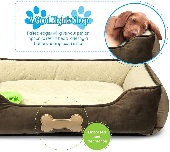 – Premium Dog or Cat Bed | Large Dog Bed Measures 30 x 23 x 7, Perfect for Pets up to 55 lbs. | 100% Polyester Pet Bed with Anti-Skid Bottom | Dark Brown