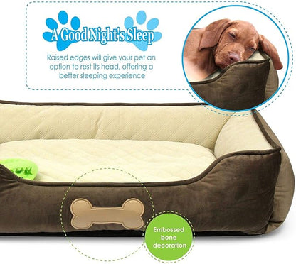 – Premium Dog or Cat Bed | Large Dog Bed Measures 30 x 23 x 7, Perfect for Pets up to 55 lbs. | 100% Polyester Pet Bed with Anti-Skid Bottom | Dark Brown