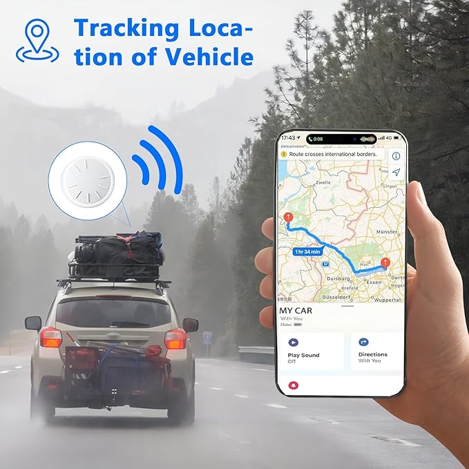 GPS Tracking Devices, 1PCS No Monthly Fee Car GPS Tracker, Tracker Device for Vehicles Work with Find My (iOS Only), Car Tracker Device Hidden with Magnetic Waterproof Case,White