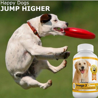 Amazing Omega 3 for Dogs - Omega 3 Fish Oil for Dogs Supplement for Itchy Skin Relief for Dry Skin and Hot Spots and Shedding Coat with EPA and DHA Fatty Acids - 120 Salmon Flavor Chews
