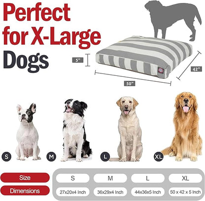 Majestic Pet Rectangle Large Dog Bed Washable – Non Slip Comfy Pet Bed – Dog crate Bed with Removable Washable Cover – Dog Kennel Bed for Sleeping - Dog bed X-Large Breed 50x42x5 Inch – Gray