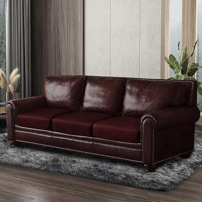 ANARACHON Leather Look Couch Cushion Covers Sofa Seat Slipcovers Sets Couches Furniture Protector for Sectional Armchair Loveseat Pets Kids Stretch Spandex Fabric (3 Cushion Sofa, Burgundy)