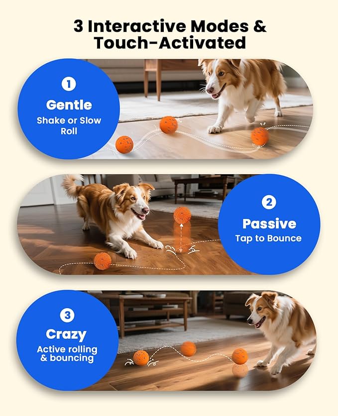 Xeuch Smart Interactive Dog Balls, Automatic Moving Ball for Medium and Large Dogs, ETPU New Material, Motion Activated Rolling & Rotating Bouncy Toy for Dog Enrichment & Stimulation